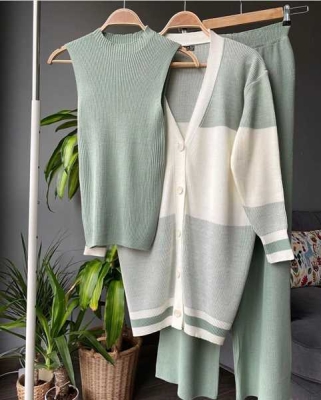  - ALAARE TRİKO ÜÇLÜ TAKIM A1-3--8022-50-KEMİK-MİNT