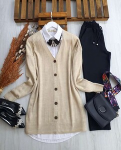  - BAEP ÇİZGİLİ TRİKO HIRKA A10-5-8056-34-BEJ