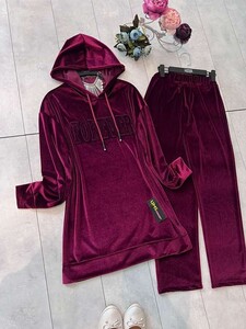  - BALEY KABARTMA BASKILI KADİFE TAKIM B7-3-1426-04-BORDO