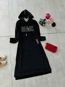 - BLACK BASKILI TAM BOY KADİFE TUNİK B11-3-5257-01-SİYAH