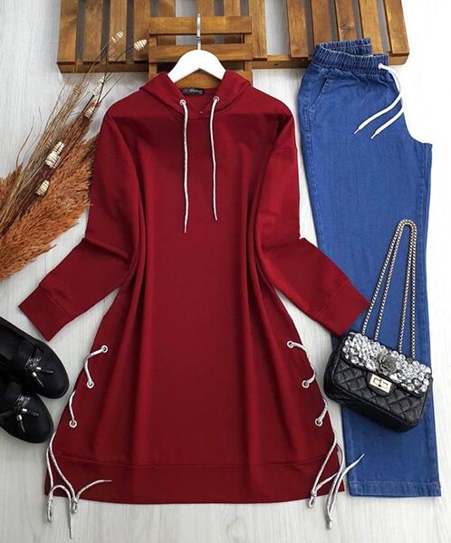 BUVES KUŞGÖZÜ BAĞCIKLI TUNİK B6-1-5373-04-BORDO