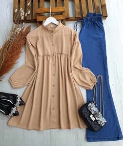  - DOLSE YAKA FIRFIRLI SALAŞ AYROBİN TUNİK B7-2-5279-48-BİSKÜVİT
