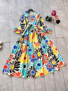  - EKİNEZYA DESENLİ MEVLANA ELBİSE C8-2249-23-SARI