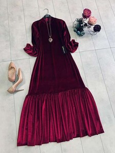  - ELA YARIM BOĞAZLI KADİFE ELBİSE B2-4-2227-04-BORDO