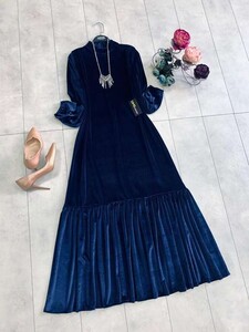  - ELA YARIM BOĞAZLI KADİFE ELBİSE B10-1- 2227-12-LACİVERT