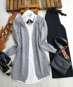 - ELOS KELEBEK İŞLEMELİ TRİKO HIRKA A7-1- 8049-26-GRİ