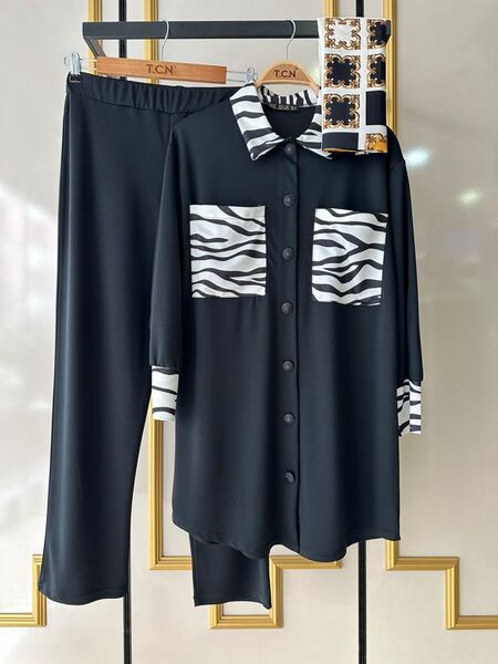FEHSA ZEBRA YAKA VE CEPLİ İKİLİ TAKIM A5-5-1462-01-SİYAH