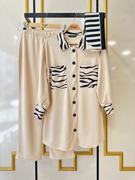 FEHSA ZEBRA YAKA VE CEPLİ İKİLİ TAKIM B11-2-1462-34-BEJ