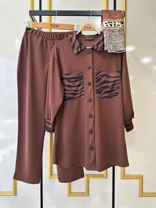  - FEHSA ZEBRA YAKA VE CEPLİ İKİLİ TAKIM A5-5-1462-37-KAHVE