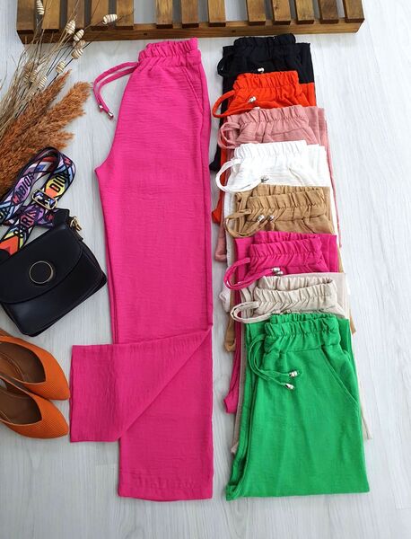 FEXA BAĞCIKLI CEPLİ KETEN PANTOLON B6-4-6036-28-FUŞYA