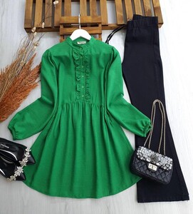  - GUSA FIRFIRLI DÜĞMELİ SALAŞ KETEN TUNİK B10-5-5314-54-BENETTON