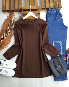  - HALLE DÜZ TUNİK C1-5249-37-KAHVE