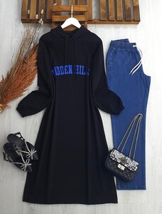  - HIDDEN HILLS BASKILI TAM BOY TUNİK B3-2-5349-01-SİYAH