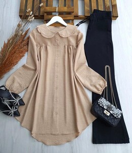  - LOFE BEBE YAKA SALAŞ KETEN TUNİK A8-4-5315-22-TAŞ