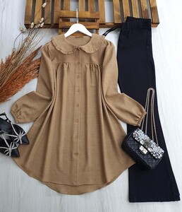  - LOFE BEBE YAKA SALAŞ KETEN TUNİK A8-4-5315-48-BİSKÜVİ