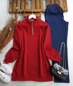  - MAGVE FLETO CEPLİ ÜÇ İPLİK SWEAT B6-3-5389-03-KIRMIZI