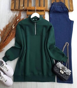  - MAGVE FLETO CEPLİ ÜÇ İPLİK SWEAT B6-3-5389-27-ZÜMRÜT