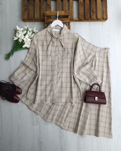 MELY YAKA DETAYLI ETEĞİ KUP DİKİŞLİ TAKIM B3-1-1733-34-BEJ - 