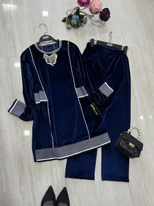  - MUVE RİBANALI KADİFE TAKIM C8-1436-12-LACİVERT