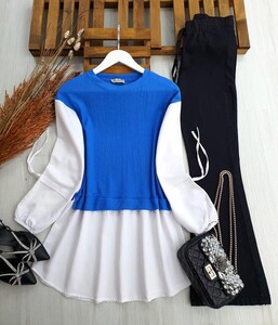  - NAPE GÖMLEK GARNİLİ KOL BAĞCIKLI TUNİK A7-2-5316-14-SAKS