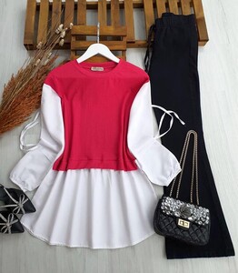  - NAPE GÖMLEK GARNİLİ KOL BAĞCIKLI TUNİK A7-2-5316-28-FUŞYA