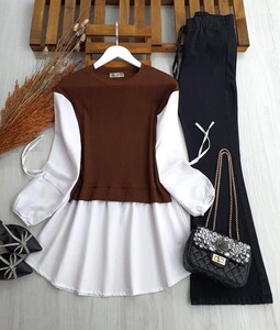  - NAPE GÖMLEK GARNİLİ KOL BAĞCIKLI TUNİK A7-2-5316-37-KAHVE