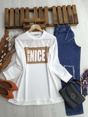  - NICE RENKLİ PARÇALI TUNİK C1-5235-48-BİSKÜVİT