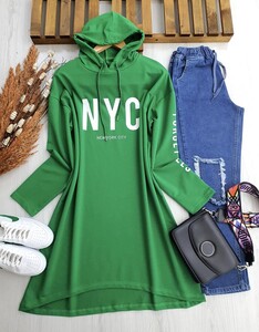  - NYC BASKILI KAPŞONLU SALAŞ TUNİK C1-5241-54-BENETTON