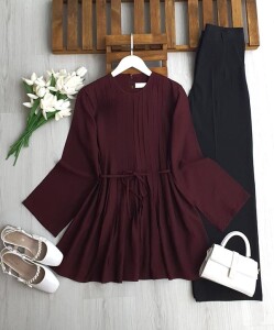 OLFES ÖNÜ PİLİSELİ SALAŞ TUNİK B5-1-5662-04-BORDO - 