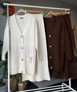  - POVE ÇİFT CEPLİ TRİKO HIRKA PANTOLON TAKIM A4-4-8076-37-KAHVE