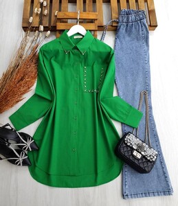  - PUY YAKA UCU VE CEP TAŞLI SALAŞ GÖMLEK B10-3-5305-54-BENETTON