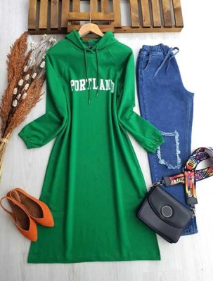  - SELGA PORTLAND BASKILI TAM BOY TUNİK A10-1-5227-54-BENETTON YEŞİLİ