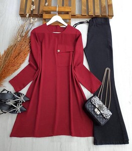  - SELQU TEK CEP DÜĞMELİ AYROBİN TUNİK B7-5-5302-04-BORDO