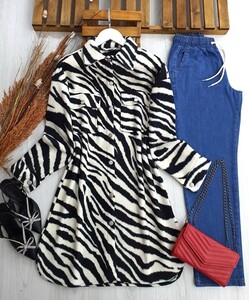  - SEYA ZEBRA DESENLİ POLAR GÖMLEK CEKET B2-4-5386-01-SİYAH