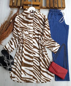  - SEYA ZEBRA DESENLİ POLAR GÖMLEK CEKET B2-4-5386-37-KAHVE