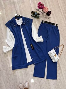  - VECVE DANTELLİ YAKA TAŞLI ÜÇLÜ TAKIM 1491-14-SAKS