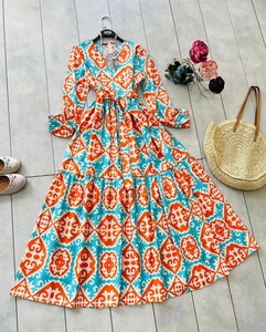  - YELSE DESENLİ MEVLANA ELBİSE B11-4-2245-15-ORANJ